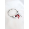 Kuğu Figür Yaprak Detay Gümüş Renk Çelik Charm Kadın Bileklik - BJ-BB4474