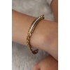 Çelik Gold Renk Zincir Model Zirkon Taşlı Kadın Bileklik - BJ-BB4728