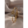 316L Çelik Gold Renk Kalp Model Zirkon Taşlı Kadın Kelepçe - BJ-BB4840