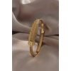 316L Çelik Gold Renk Yaprak Model Zirkon Taşlı Kadın Kelepçe - BJ-BB4846