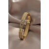 316L Çelik Gold Renk Zirkon Taşlı Kadın Kelepçe - BJ-BB4876