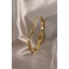 316L Çelik Gold Renk Kalp Model Zirkon Taşlı Kadın Kelepçe - BJ-BB4905