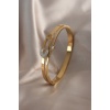 316L Çelik Gold Renk Çengel İğne Model Zirkon Taşlı Kadın Kelepçe - BJ-BB4911