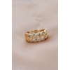 Gold Renk Metal Zincir Model Mini Zirkon Taşlı Ayarlanabilir Yüzük - BJ-BYK2118
