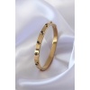 316L Çelik Gold Renk Siyah Zirkon Taşlı Kadın Kelepçe - BJ-BB5023