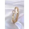 316L Çelik Gold Renk Kanca Model Zirkon Taş Detay Kadın Kelepçe - BJ-BB5035