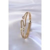 316L Çelik Gold Renk Zirkon Taşlı Kadın Kelepçe - BJ-BB5043