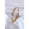 316L Çelik Gold Renk Nal Figür Zirkon Taş Detay Kadın Kelepçe - BJ-BB5052