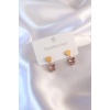 Çelik Gold Renk Zirkon Taşlı Kalp Figür Kadın Küpe - BJ-BKP6916