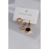 316L Çelik Gold Renk Daire Model Zirkon Taş Detay Kadın Küpe Kombini - BJ-BKP7088