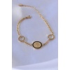 316L Çelik Gold Renk Elizabeth İşleme Zincir Model Kadın Bileklik - BJ-BB5077