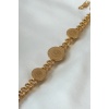 316L Çelik Gold Renk Tam Çeyrek Altın Model Zincir Model Kadın Bileklik - BJ-BB5097