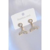 316L Çelik Gold Renk Kuyruk Model Zirkon Taşlı Kadın Küpe - BJ-BKP7286