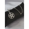 Gümüş Renk Pentagram Yıldız Figür Erkek Kolye - BJ-ERK1305