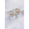 Gold Renk Beyaz Kristal Taşlı Sallantı Model Kadın Küpe - BJ-BKP7306