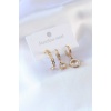 316L Çelik Gold Renk Daire Model Zirkon Taşlı Kadın Küpe - BJ-BKP7356