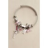 Pembe Zirkon Taşlı Kalp Detaylı Peri Model Charm Bilezik - BJ-BB4365