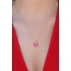 Gold Renk Pembe Kalp Kristal Taş Kadın Kolye - BJ-BKO7338