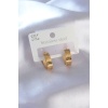 316L Çelik Gold Renk Yarım Halka Model İşleme Detay Kadın Küpe - BJ-BKP7370