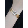 316L Çelik Gold Renk Kalp Model Zirkon Taş İşleme Detay Kadın Kelepçe - BJ-BB5286
