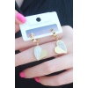 316L Çelik Gold Renk Zirkon Taşlı Kalp Model Kadın Küpe - BJ-BKP7430
