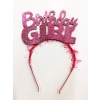 Birthday Girl Yazılı Metalize Parti Tacı Pembe Renk