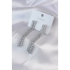Gümüş Renk 2li Zirkon Taşlı Sallantı Model Kadın Küpe - BJ-BKP7471