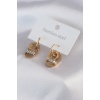 316L Çelik Gold Renk Zirkon Taşlı Kadın Küpe - BJ-BKP7489
