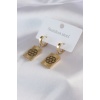 316L Çelik Gold Renk Lotus İşleme Kadın Küpe - BJ-BKP7490