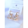 Gold Renk Kare Zirkon Taşlı Pirinç Kadın Küpe - BJ-BKP7505