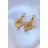 316L Çelik Gold Renk Model Zirkon Taşlı Kadın Göçmen Küpesi - BJ-BKP7538