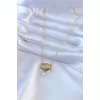 316L Çelik Gold Renk Lotus Model Zirkon Taşlı Kadın Kolye - BJ-BKO7578
