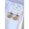 316L Çelik Gold Renk Göz İşleme Zirkon Taş Detay Kadın Küpe - BJ-BKP7702