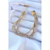 316L Çelik Gold Renk Zirkon Taşlı Kadın Bileklik - BJ-BB5426