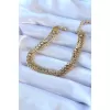 316L Çelik Gold Renk Burgu Model Zirkon Taşlı Kadın Bileklik - BJ-BB5427