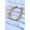 316L Çelik Gold Renk İtalyan Zincir Model Zirkon Taşlı Kadın Bileklik - BJ-BB5428