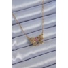 316L Çelik Gold Kurdele Model Zirkon Taşlı Kadın Kolye - BJ-BKO7599