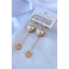 316L Çelik Gold Renk Kare İncili Sallantı Model Kadın Küpe - BJ-BKP7753