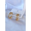 316L Çelik Gold Renk Yılan Model Zirkon Taşlı Kadın Küpe - BJ-BKP7769