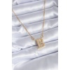 316L Çelik Gold Renk B Harf Model Zirkon Taşlı Kadın Kolye - BJ-BKO7709