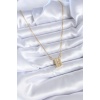 316L Çelik Gold Renk B Harf Model Zirkon Taşlı Kadın Kolye - BJ-BKO7709