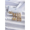 316L Çelik Gold Renk Kutup Yıldız Model Zirkon Taş Detay Kadın Küpe Seti - BJ-BKP7903