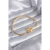 Gold Renk Zirkon Taşlı Yonca Charm Model Pirinç Kadın Bileklik - BJ-BB5521