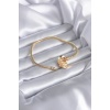 Gold Renk Zirkon Taşlı Kalp Model Pirinç Charm Kadın Bileklik - BJ-BB5527