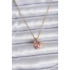 316L Çelik Gold Renk Zincir Pembe Kristal Kalp Model Zirkon Taş Detay Kadın Kolye - BJ-BKO7747