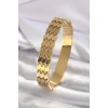 316L Çelik Gold Renk Arpa İşleme Model Kadın Kelepçe - BJ-BB5549