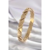 316L Çelik Gold Renk Simli Zikzak Model Kadın Kelepçe - BJ-BB5550