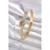 316L Çelik Gold Renk Zirkon Taşlı Cartier Model Kadın Kelepçe - BJ-BB5554