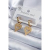 316L Çelik Gold Renk Kalp Model Kelebek İşleme Kadın Küpe - BJ-BKP7984