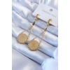 316L Çelik Gold Renk Çeyrek Model Kadın Küpe - BJ-BKP8017
